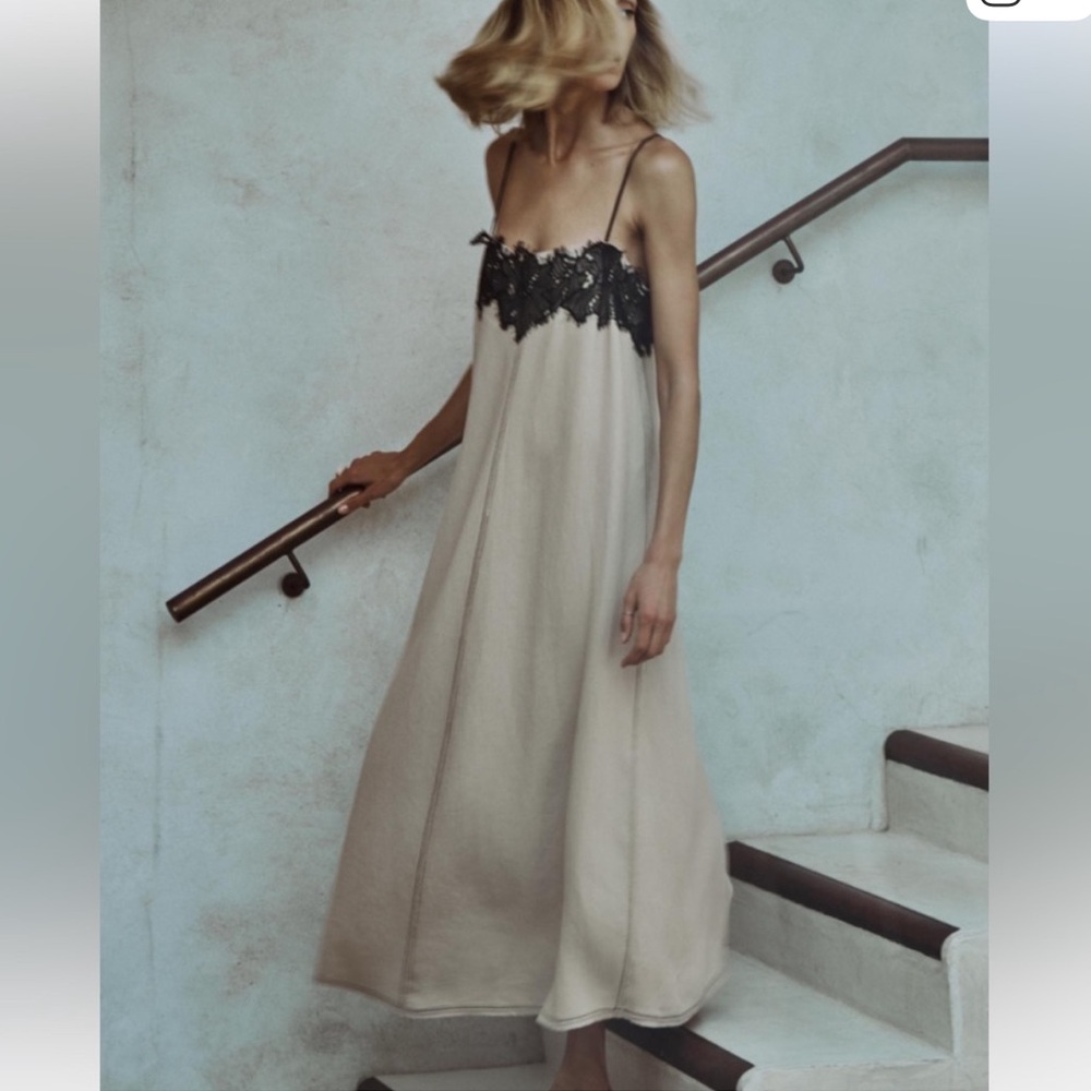 Zara Black and Cream Lace dress